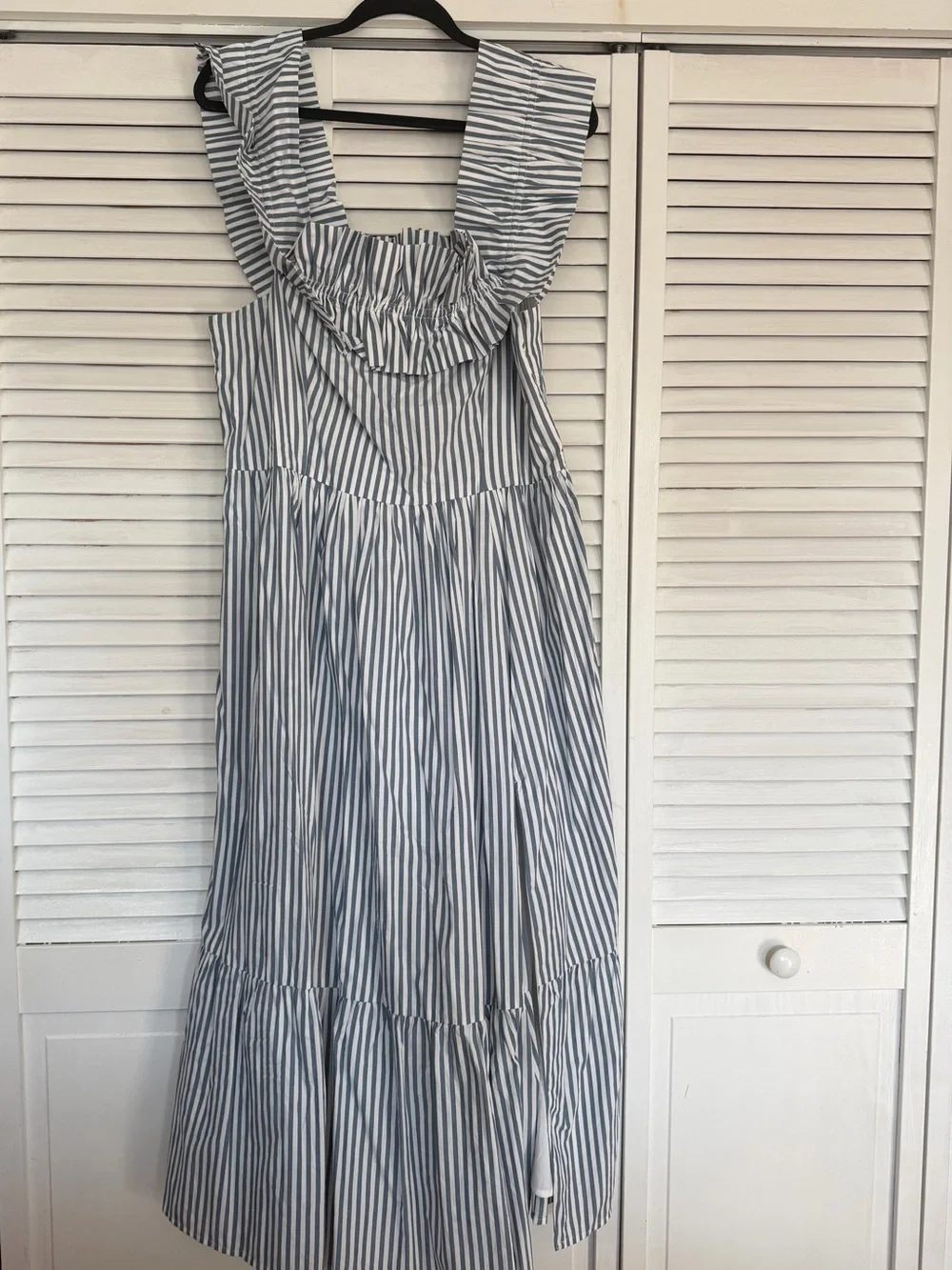 Abercrombie & Fitch Blue and White Striped Ruffle Sundress - Petite